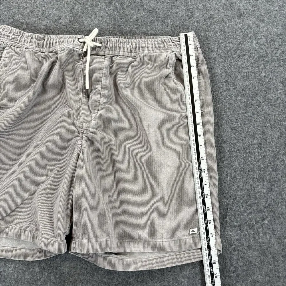 Quiksilver Taxer Corduroy Shorts Mens XL Grey Elastic Waist Drawstring 36x7